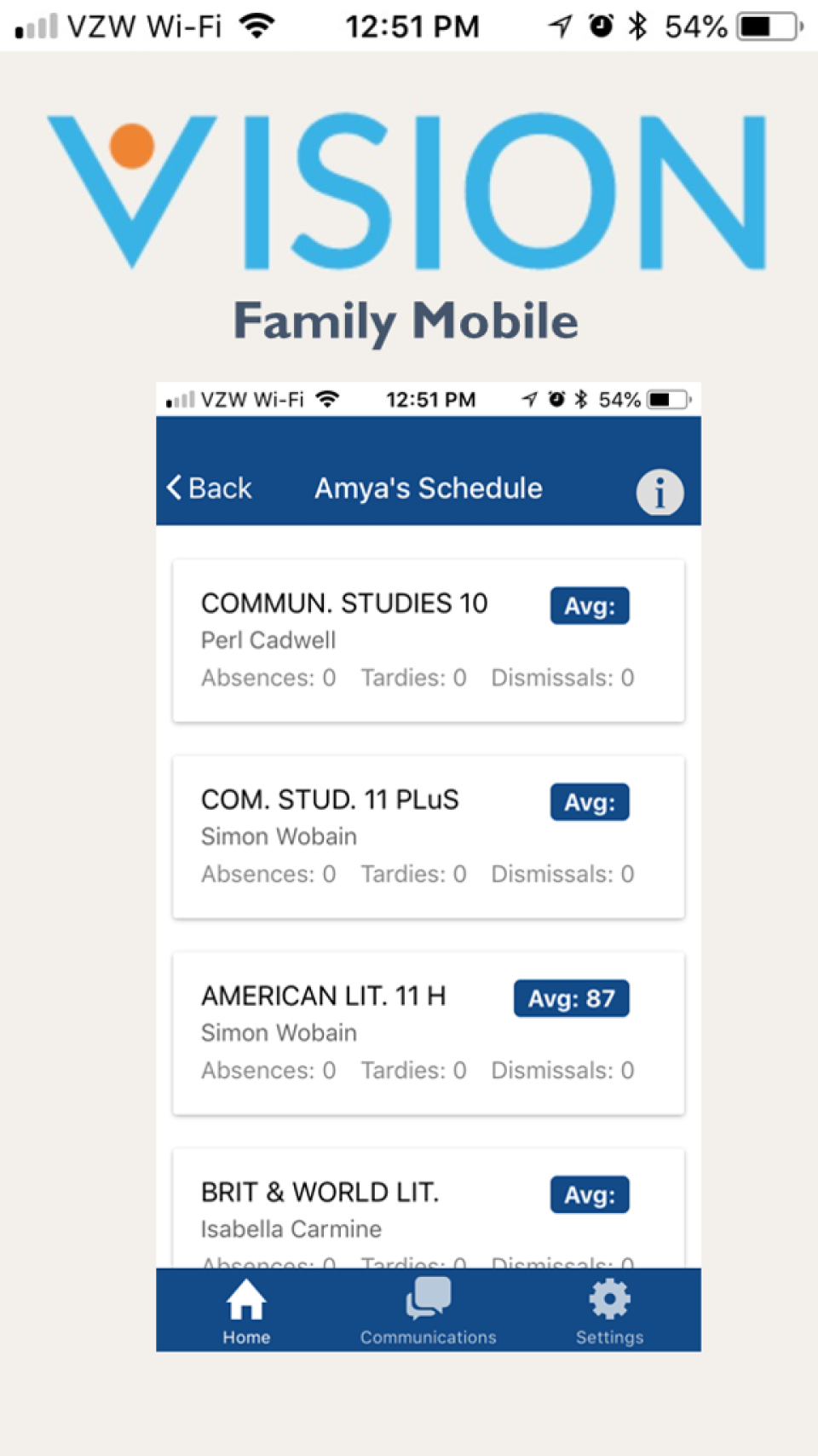 screenshot of Vision SIS